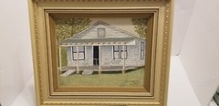 Original Painting Signed Art Old House Homestead 12″x14″ Canvas Wood Frame 1975