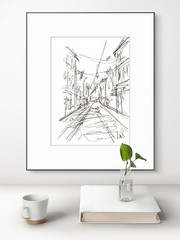 Original Abstract 9×12 City Street Paper gestural Handmade Signed Wall Art 25