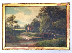 Rare Original River Fishing / Oil Painting / Robert John Hammond British ~ 1895