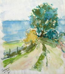 Heinz Düllberg 1909 – Hamburg / dirt road with trees / painting, signed / 1964