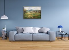 Hungryartist -Original Oil Painting of Countryside View on Canvas 24×36 Framed