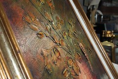Vintage Large Impasto Oil Painting Floral Still Life 3D Textured Signed framed