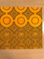 Original Gouache Textile Design Gold Bronze Chain-Link Medallion Repeat Pattern