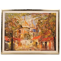 ANTONIO FIERRO Original Vintage Signed European Cityscape Landscape Oil Painting