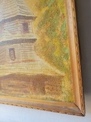 Rustic Wooden Church Landscape Painting