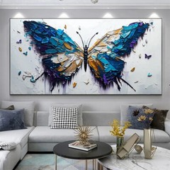 Abstract Butterfly Oil Painting Hand Painted On Canvas Large Wall Art Colorful