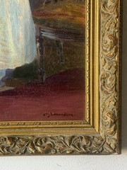 WILLIAM JOHN EDMONDSON ANTIQUE ROARING 20s WOMAN INTERIOR OIL PAINTING VINTAGE