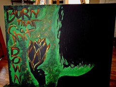 Acrylic Painting OOAK, Fire Silhouette Burn Self Love, Rage, Letting Go, Signed