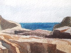 BUCKS COUNTY Pennsylvania PAFA Artist MAINE COAST W/C Painting ~ RONALD E. HOWER