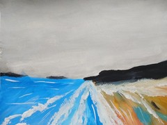 Impressionistic 11×14 Shoreline one of a kind Colorful Art Acrylic painting