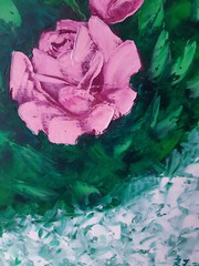 Original Rose Oil Painting Pink Flowers Wall Art Floral Canvas Art 16 x 12 in.