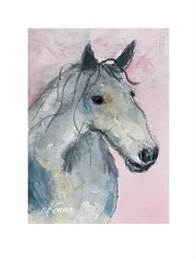Aceo By Kenna Horse Watercolour & Gouache Painting 2.5” X 3.5” Signed Original
