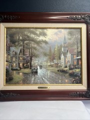 Thomas Kinkade “Hometown Evening” Classics Collection 1998 Canvas w/ COA Framed