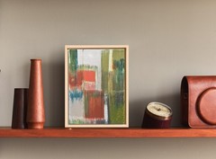 Abstract Oil Painting, Original Vertical Small Framed Artwork, Contemporary Art
