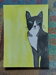ACEO ORIGINAL „Cat Cats Kitten“ Artist GAT – ATC Art Card Painting Signed