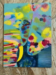 12×16 Abstract Colorful Elephant Canvas Art Painting – Only 1 Made/One of a Kind