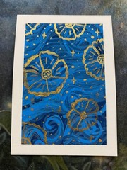 ACEO Original Flowers Space Cosmos Plant Floral Miniature Painting OneCraftyLady