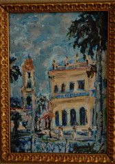 FRAMED ORIGINAL OIL COLONIAL BUILDING SCENE OLD TRINIDAD CUBA SIGNED HECTO VIDAL