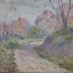 Original Charles E Shaw Oil Painting Landscape Impressionist Pathway Road Framed