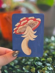 ACEO Original Whimsical Mushroom Acrylic Painting 1/13 Signed by Ziggy Sands