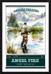 Angel Fire New Mexico Fly Fishing Travel Poster for Prints Framed or Canvas