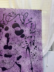 Abstract Expressionist Purple Face Painting Signed Willie Modern Art on Board