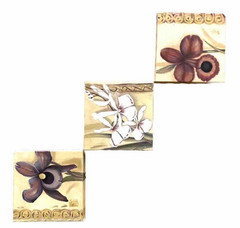 Botanical Floral Canvas Wall Art Set of 3 Flower Prints Farmhouse Floral 7 x7″