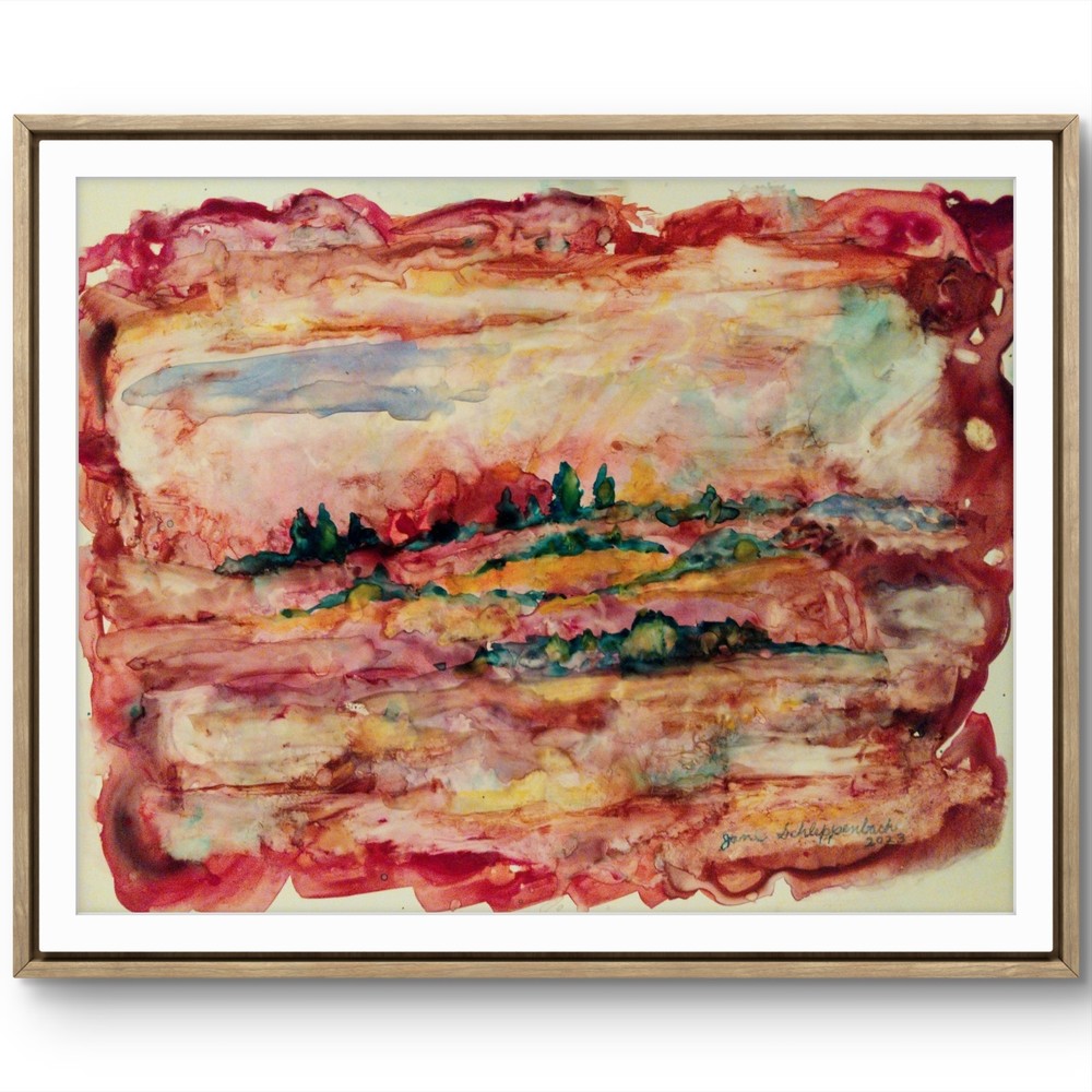 Landscape Modern Expressionistic Original 9×12 Signed Paper Art Watercolor BACH