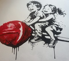 Original street art painting urban art canvas in Banksy style unique hand painted
