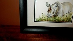 AFRICAN Rhinoceros Original Watercolor Painting, Vibrant, Detailed, Signed, Mint