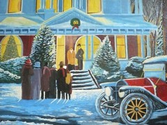 HOWARD SEGAR, VINTAGE XMAS CHRISTMAS CAROLERS SNOWY WINTER HOLIDAY CHARMING OIL