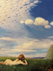 Vintage Oil Painting On Canvas Reproduction Of “The Lark” by Pal Szinyei Merse