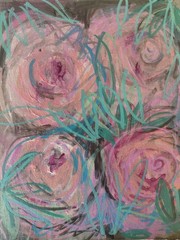 Pink Roses Abstract Impressionist 8×10 Canvas Board