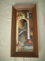 MARCELLA PACKARD PAINTING FRAMED SIGNED ART DeMarchy’s New Orleans Courtyard