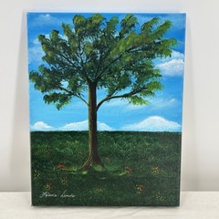 Original Acrylic Painting on Canvas Lonesome Tree Signed Landscape