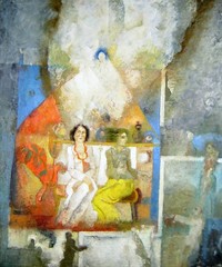 František Nikl 1935 Vracow – Prague / Expectation / Painting, Signed / 1993