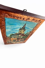 Signed Hand-Painted Sibiu Romania Wall Art on Wood – Cathedral 12” x 7.5”