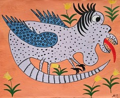 Maria Prymachenko Signed Ukrainian Folk Art Painting on Canvas – Rare Artwork