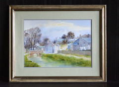 Edward Emerson – Watercolor Painting – Old European Irish Village – Mid Century