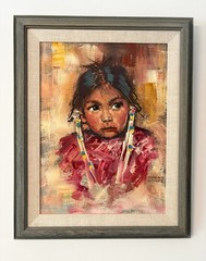 Edmond Woods, artist. American Indian Painting Portrait Impressionist style.