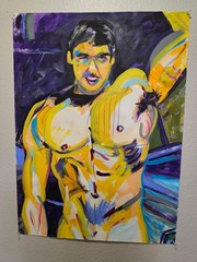 Original Muscular Painting Male Gay Interest Muscle stud 22″ x 30″ approx.