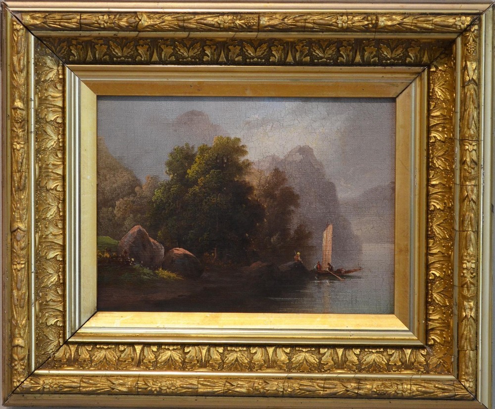 A fine Lake George painting, circa 1880, unsigned, nicely framed