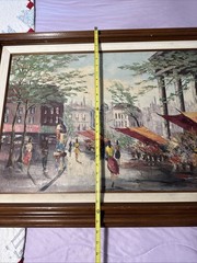 Vintage Paris street scene oil painting Tobel- MCM framed art