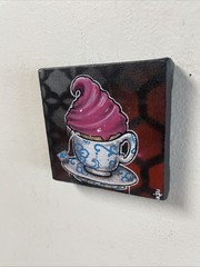 Tea Cupcake Original Painting graffiti Art Tattoo Art Outsider Art Food Art