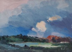 Oil painting Clouds Ukrainian painter Canvas Framed Decor original landscape