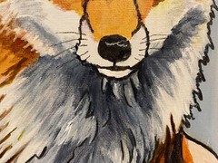 9 x 12 Original Acrylic Painting With Ink on Canvas…….“Staring Fox“