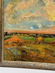 ANTIQUE FARM PAINTING GIVERNY LANDSCAPE BY LAWTON PARKER AND ALSON CLARK RARE