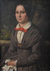 Charming Portrait Seated Lady Continental School Oil Painting c1850s Poss Mgrmd