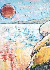5 inch x 7 inch – Ocean Scene – Mixed Media Mini Painting by A. Avila