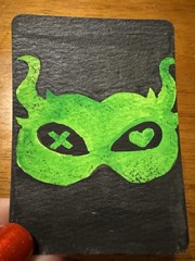 ACEO hand painted watercolor, book inspired cards, masked men, into the darkness